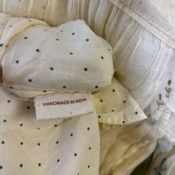 Buna Handmade Midi Dress Cream Cotton Silk Floral Buttons Med Cottagecore Fairy - Picture 8 of 16